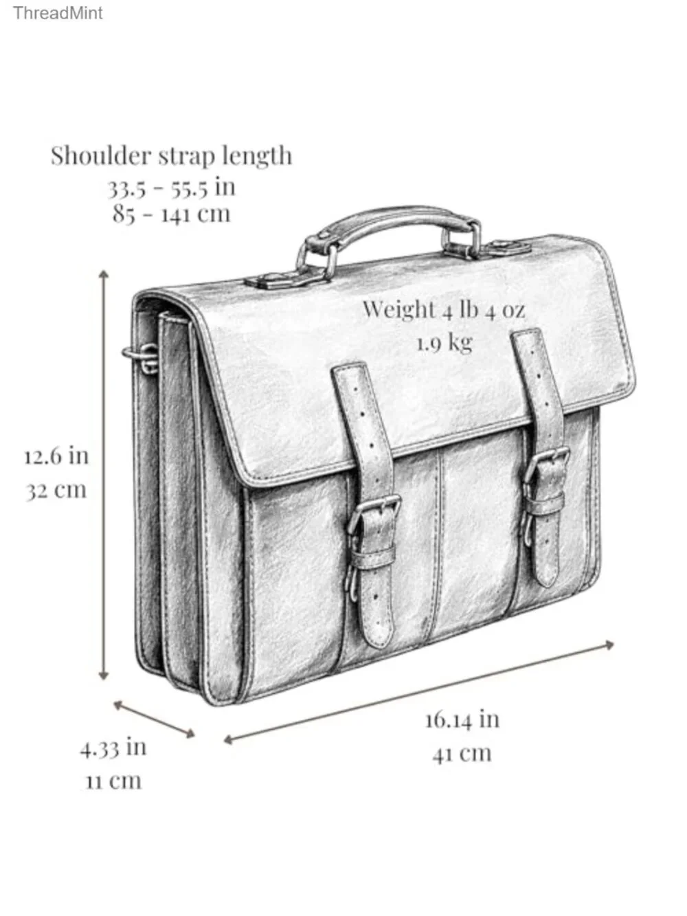 Handcrafted Italy Full Grain Leather Briefcase Laptop Bag Messenger
